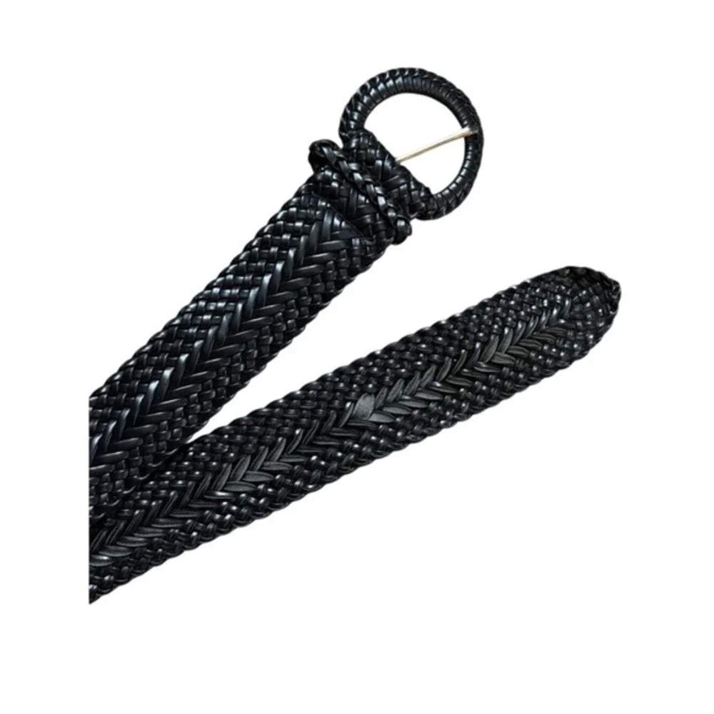 Y2K Vintage Black Chunky Braided Waist Belt -‎ XL - 38
